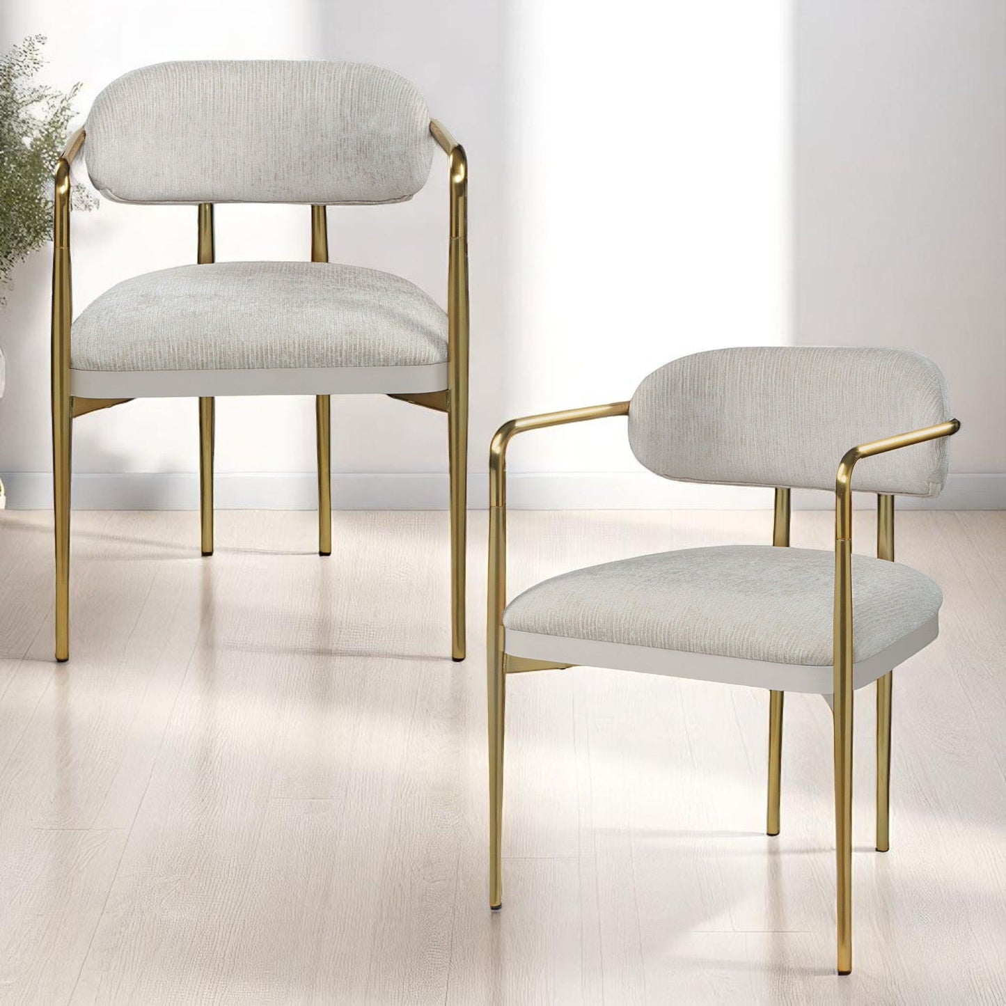 Zayn - Arm Chair (Set of 2) - Beige / Gold