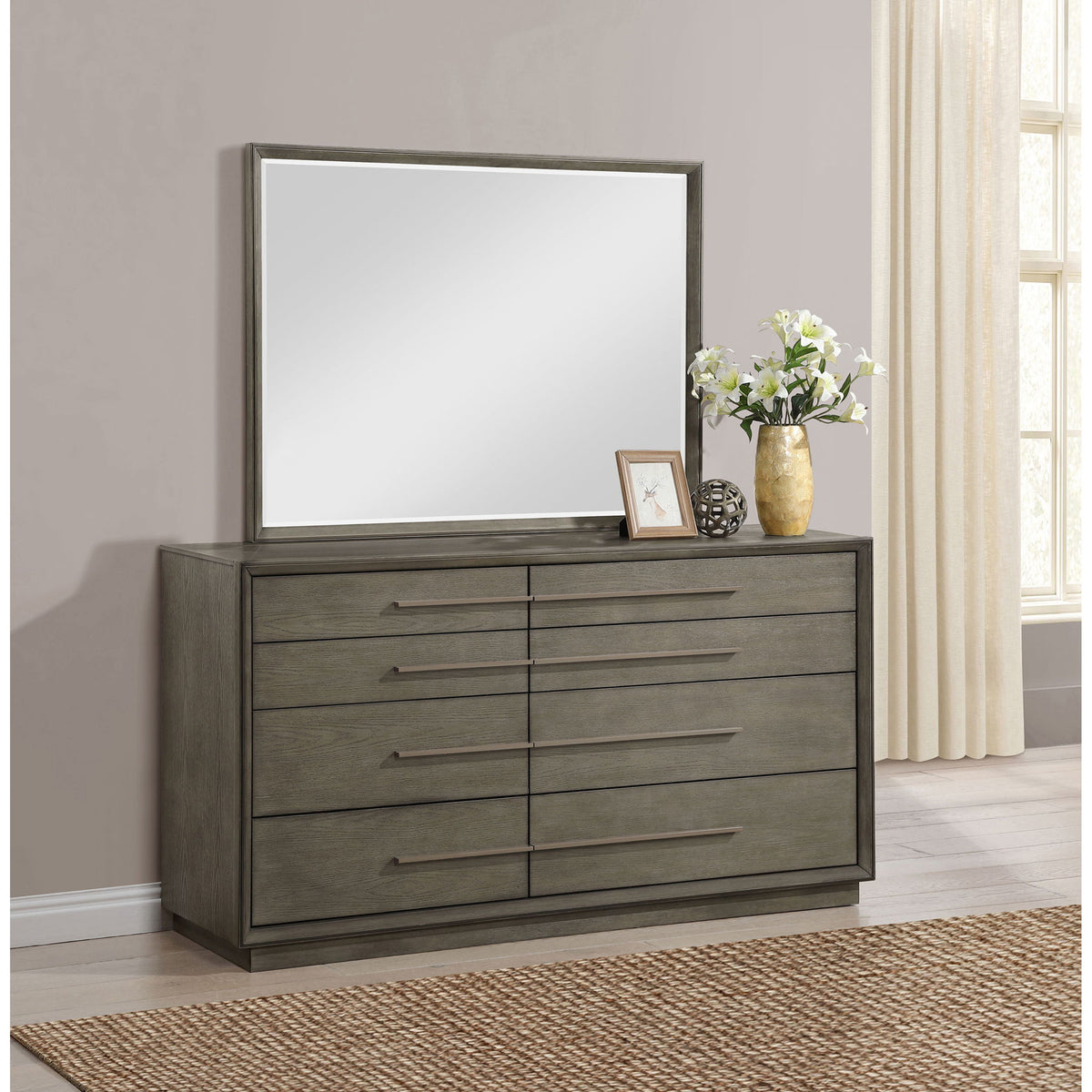 Prescott - 8 Drawer Dresser With Mirror - Brown