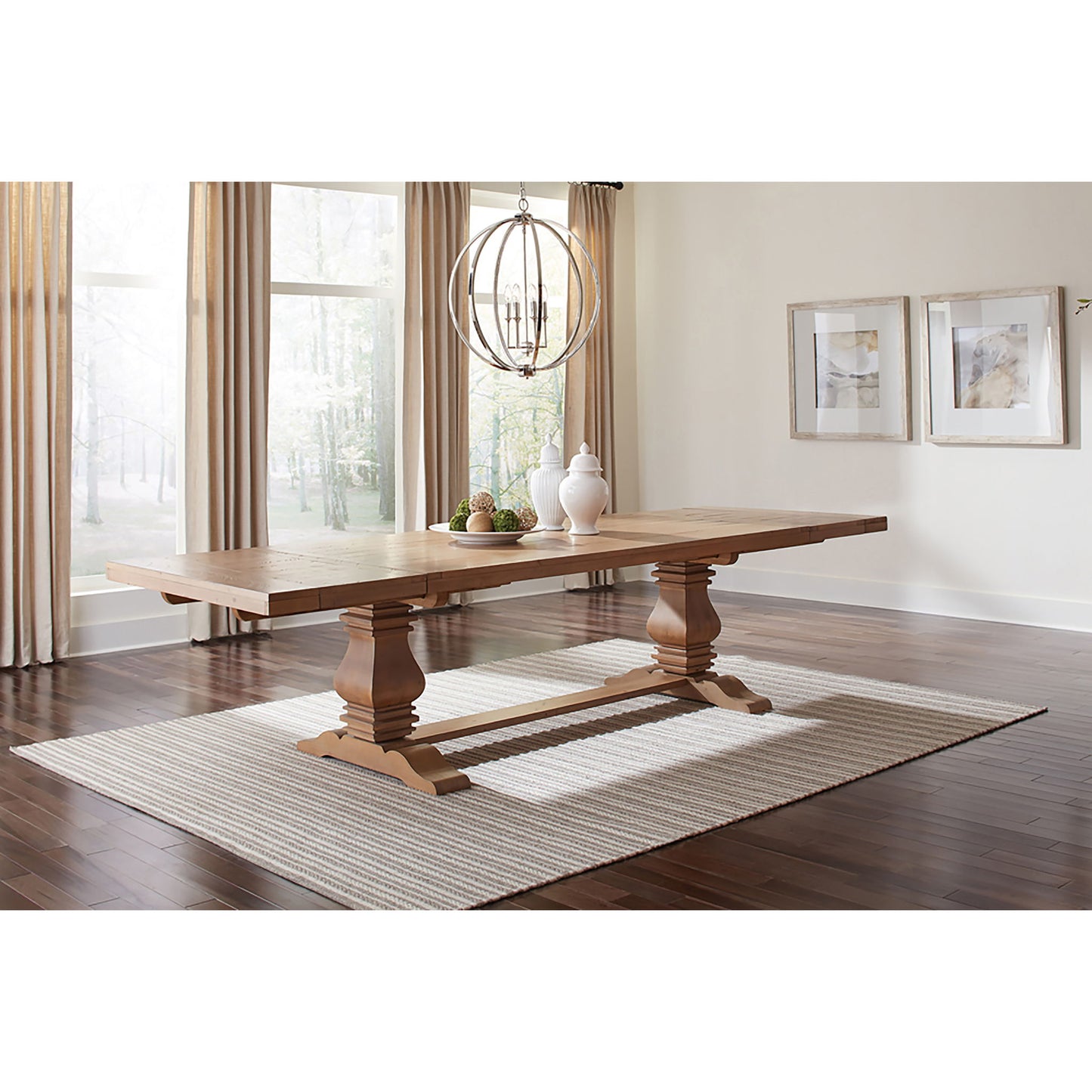 Allende - Extension Dining Table With Double Pedestal Base - Honey