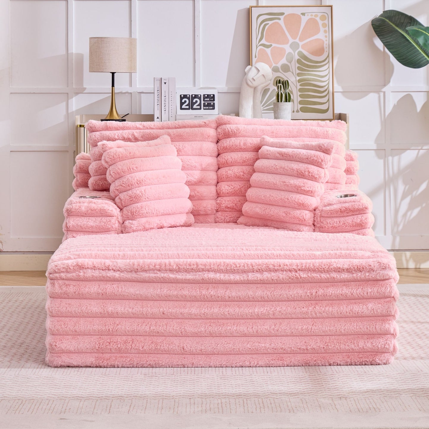 Oversized Chaise Lounge Chair Indoor With Pillows For Living Room