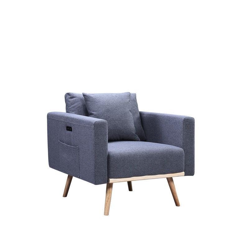 Easton - Fabric Chair With USB Charging Ports Pockets And Pillows