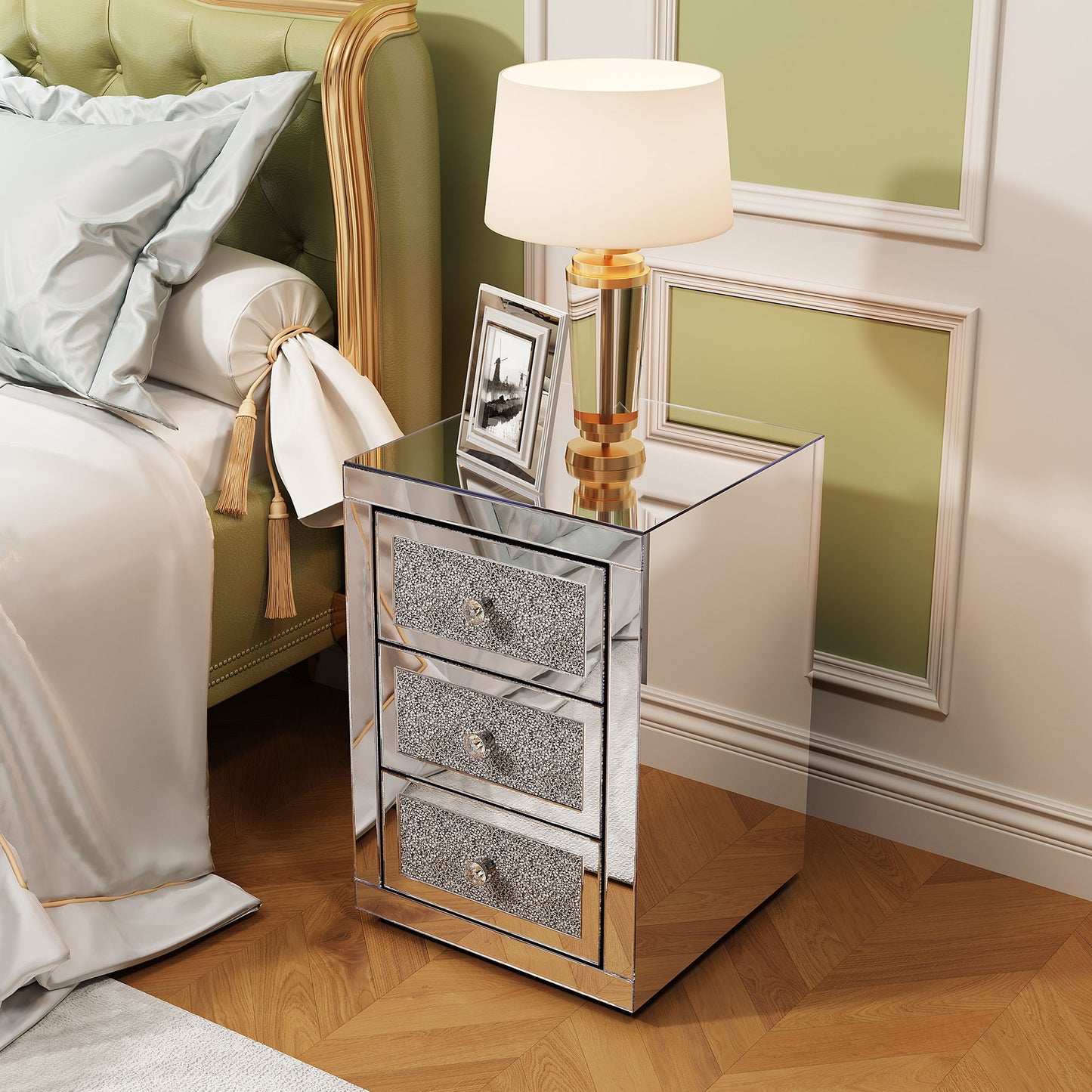 3 Drawer Nightstand - Silver