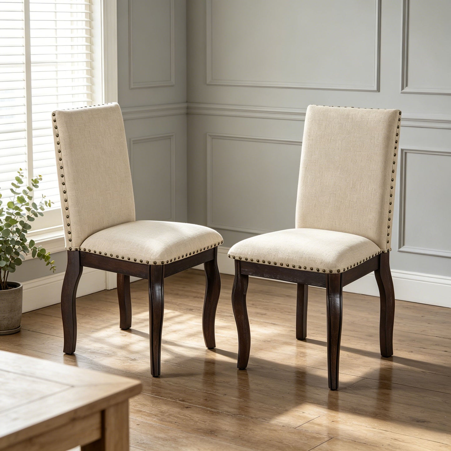 Upholstered Dining Chairs With Nailhead (Set of 2)