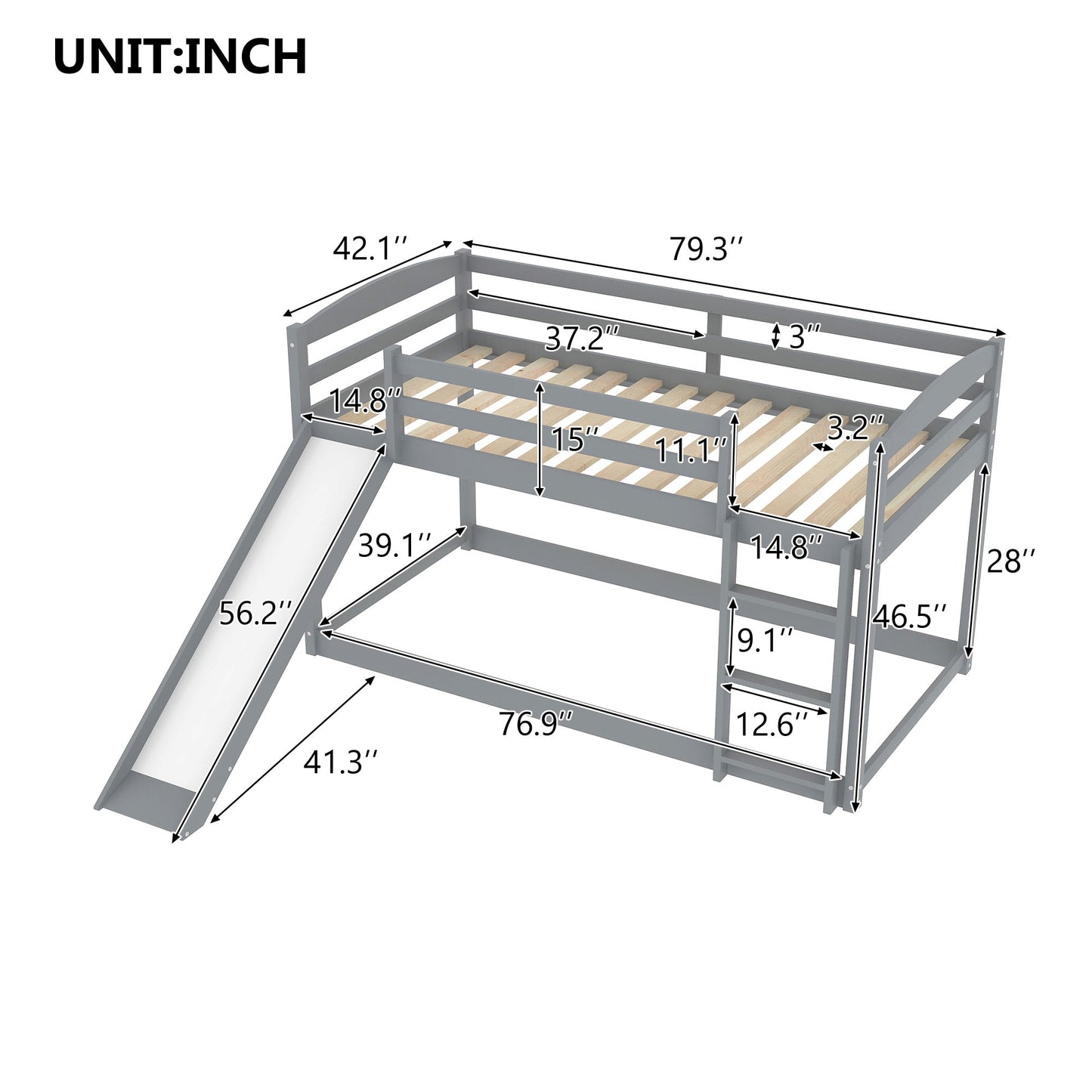 Durable Bunk Bed With Convertible Slide And Ladder