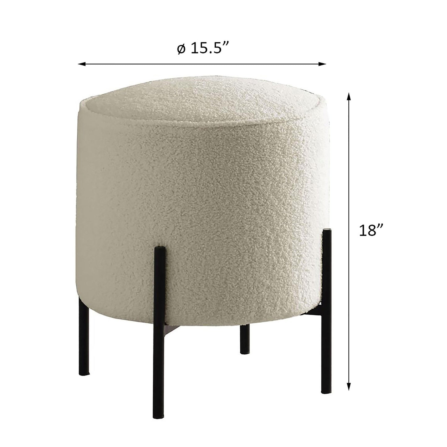 Round Upholstered Ottoman - Beige