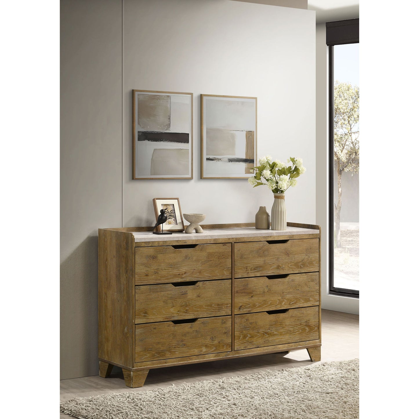 Packard - 6 Drawer Dresser - Oak