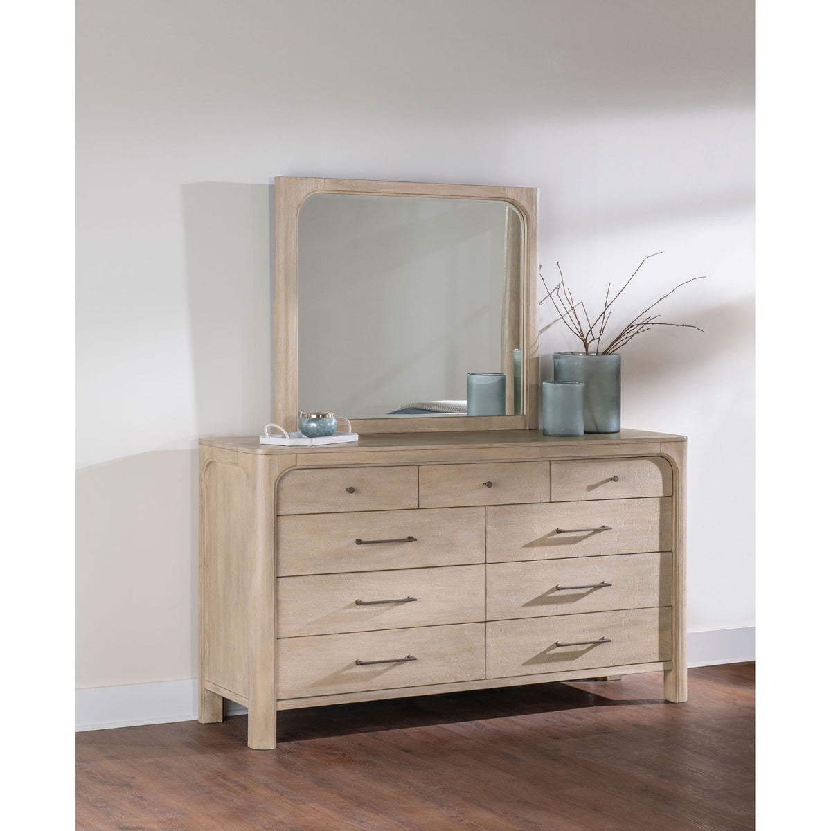 Flores - 9 Drawer Dresser With Mirror - Mango Color