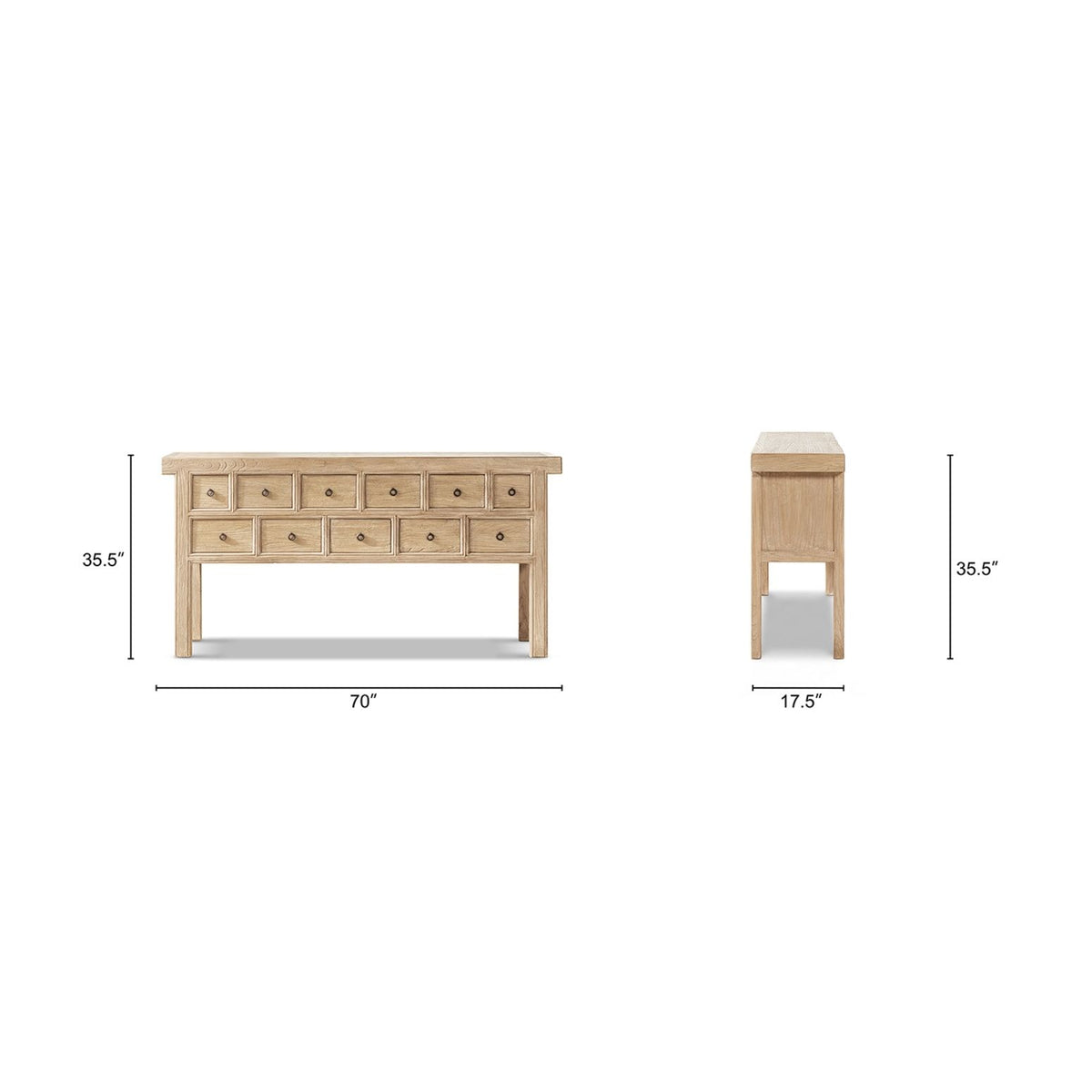 Bellamy Heritage - 11 Drawer Table With Open Base - Brown