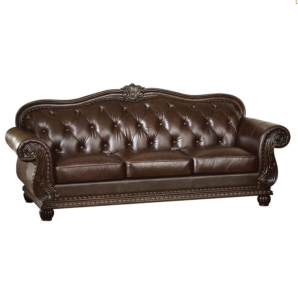 Anondale - Sofa - Espresso Top Grain Leather Match & Cherry