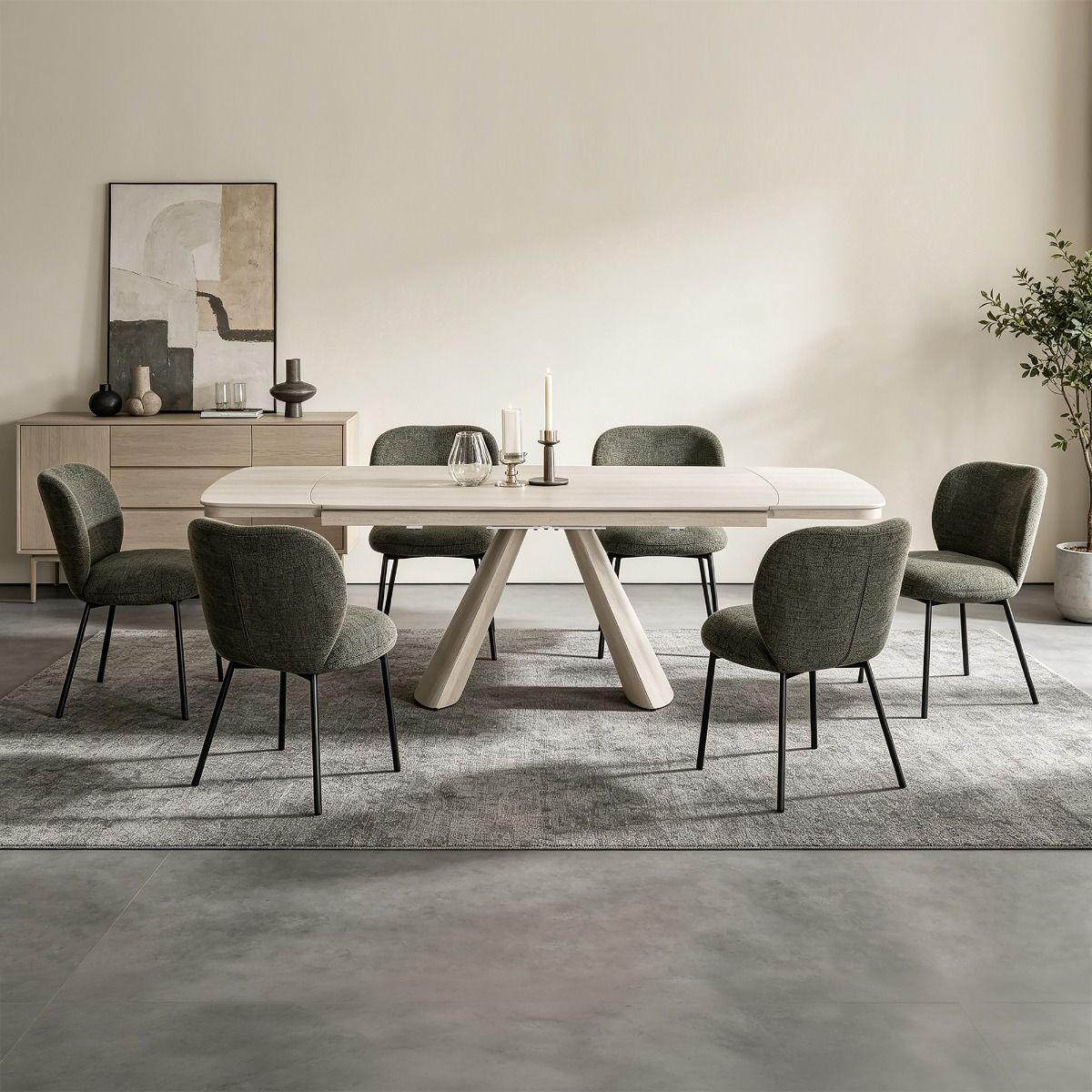 Cassian - Dining Table With Ceramic Top - Cream