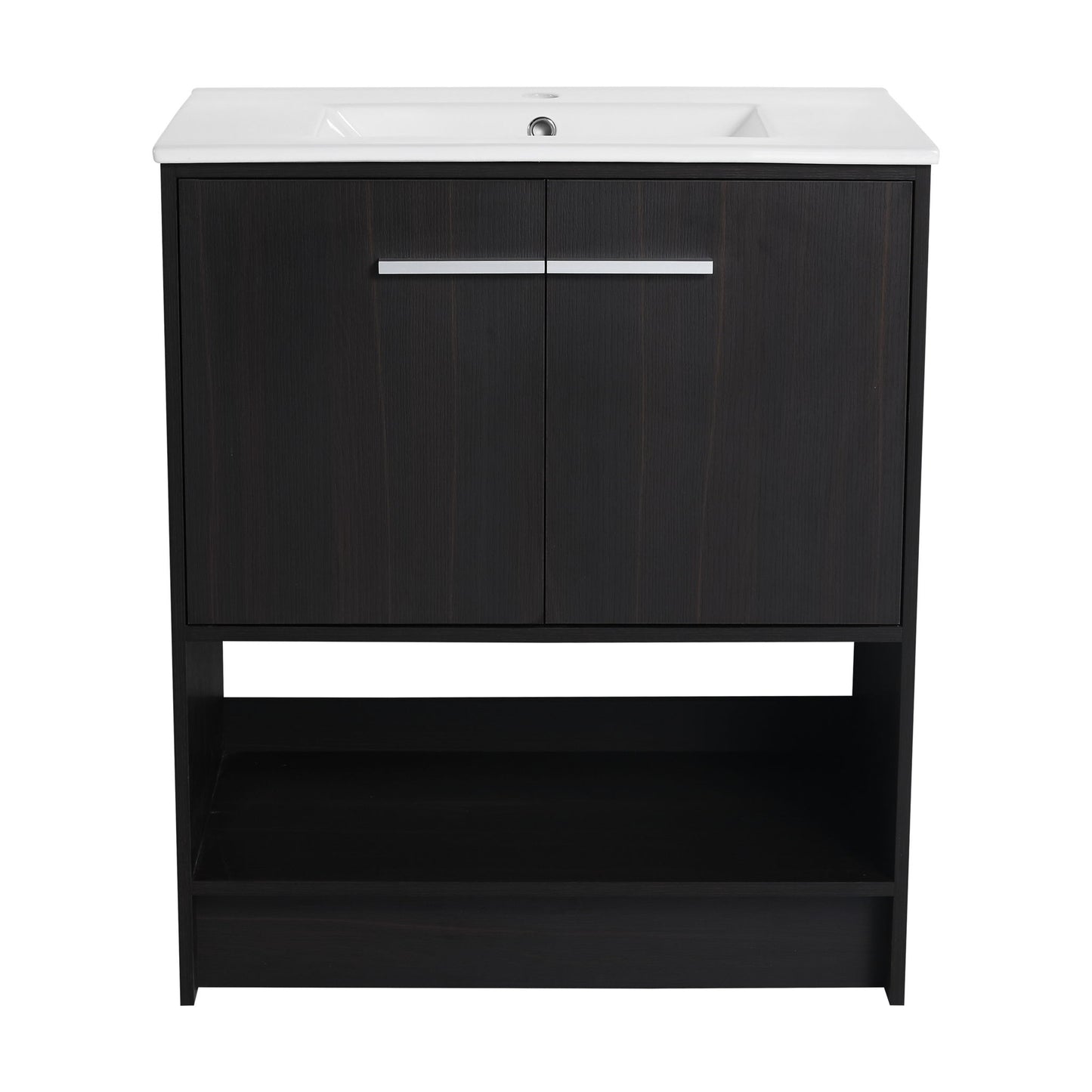 Modern Bathroom Vanity With Ceramic Sink, Freestanding Cabinet, Soft Closing Doors
