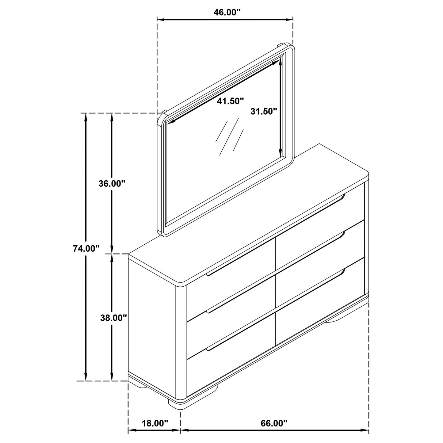 Mirador - 6 Drawer Dresser And Mirror Set - Light Oak