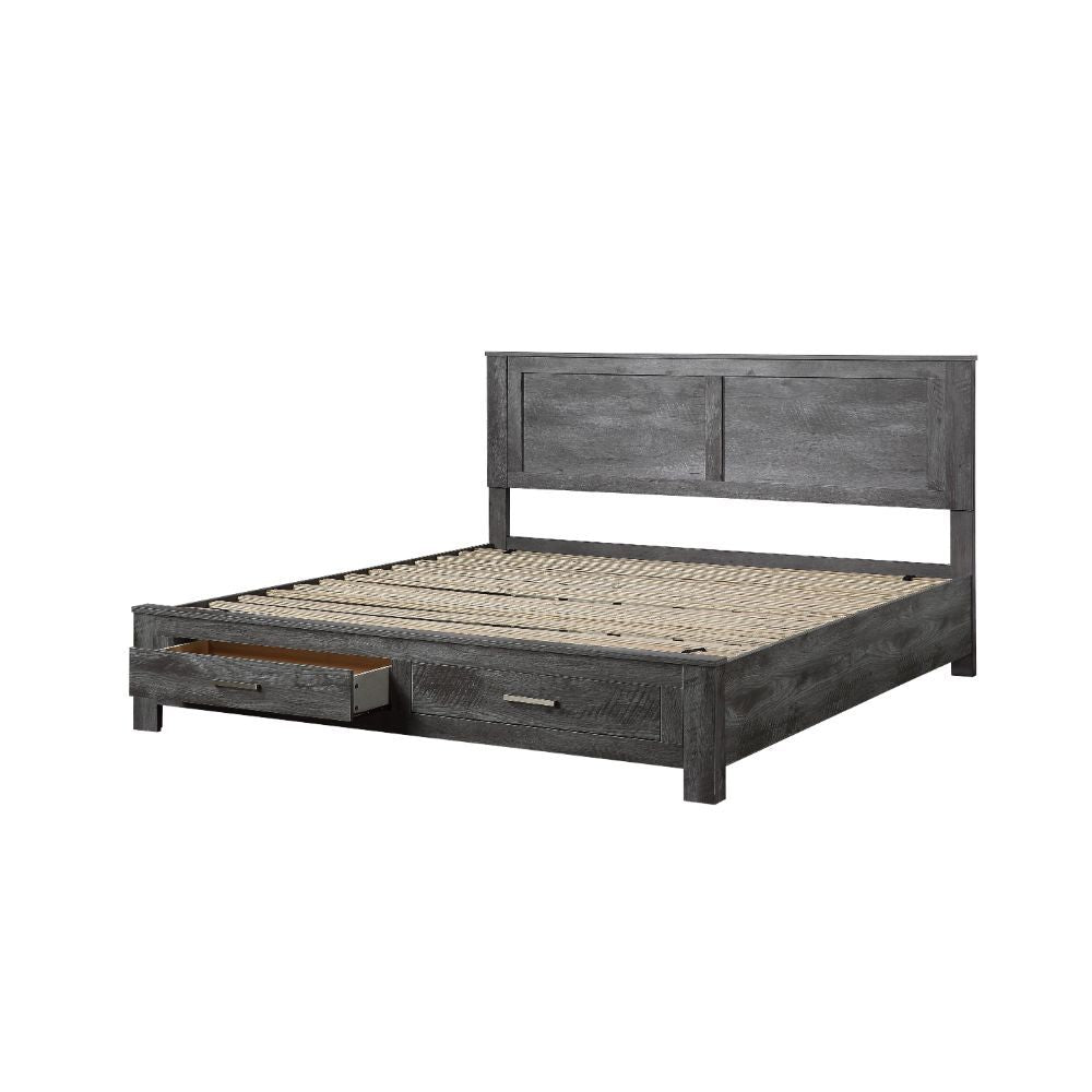Vidalia - Queen Bed With Storage - Rustic Gray Oak