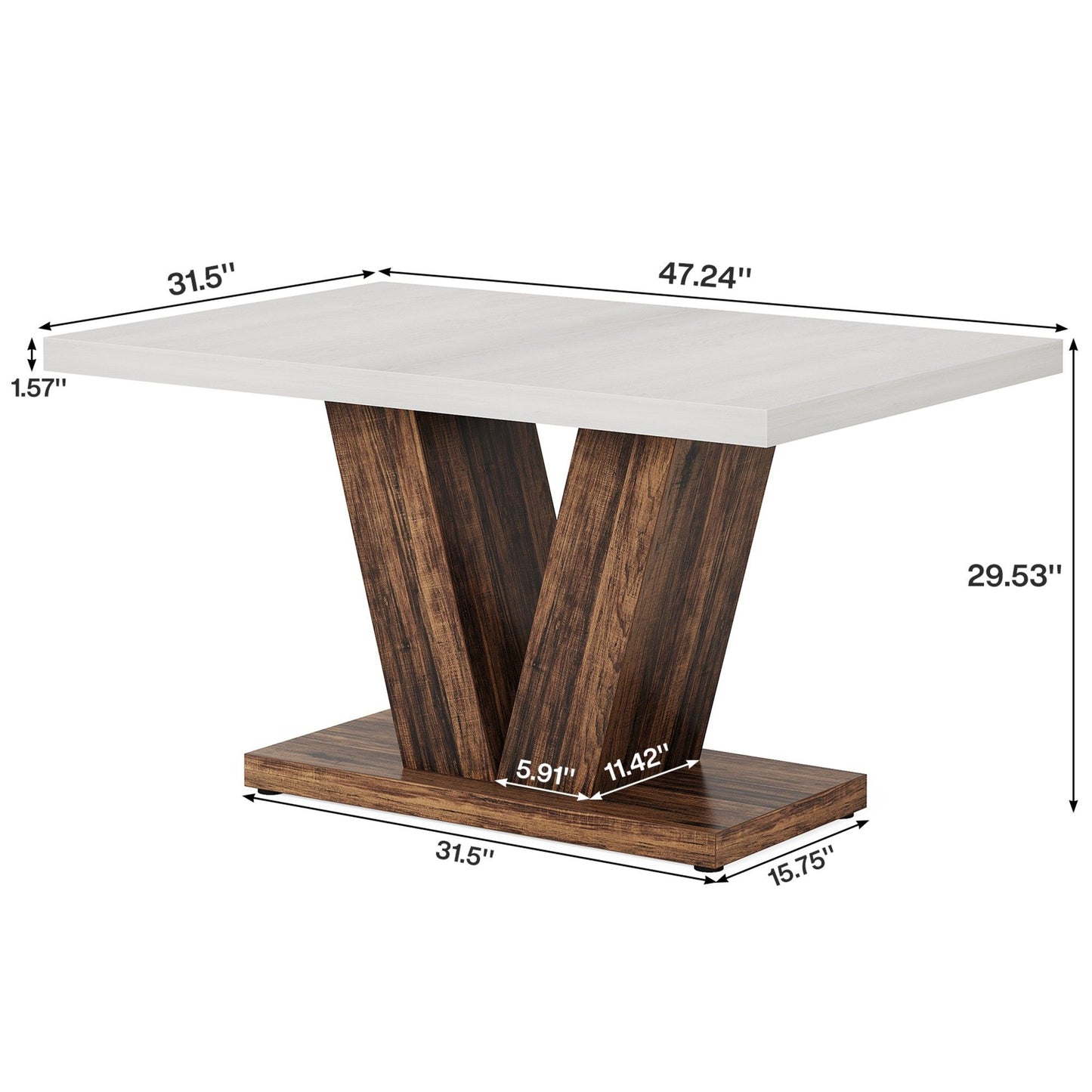 Dining Table With Pedestal Base For 4 - 6 People