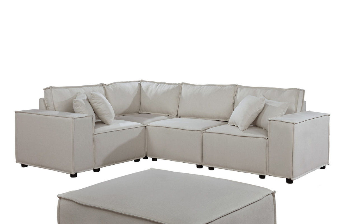 Melrose - Modular Sectional Sofa With Ottoman - Beige
