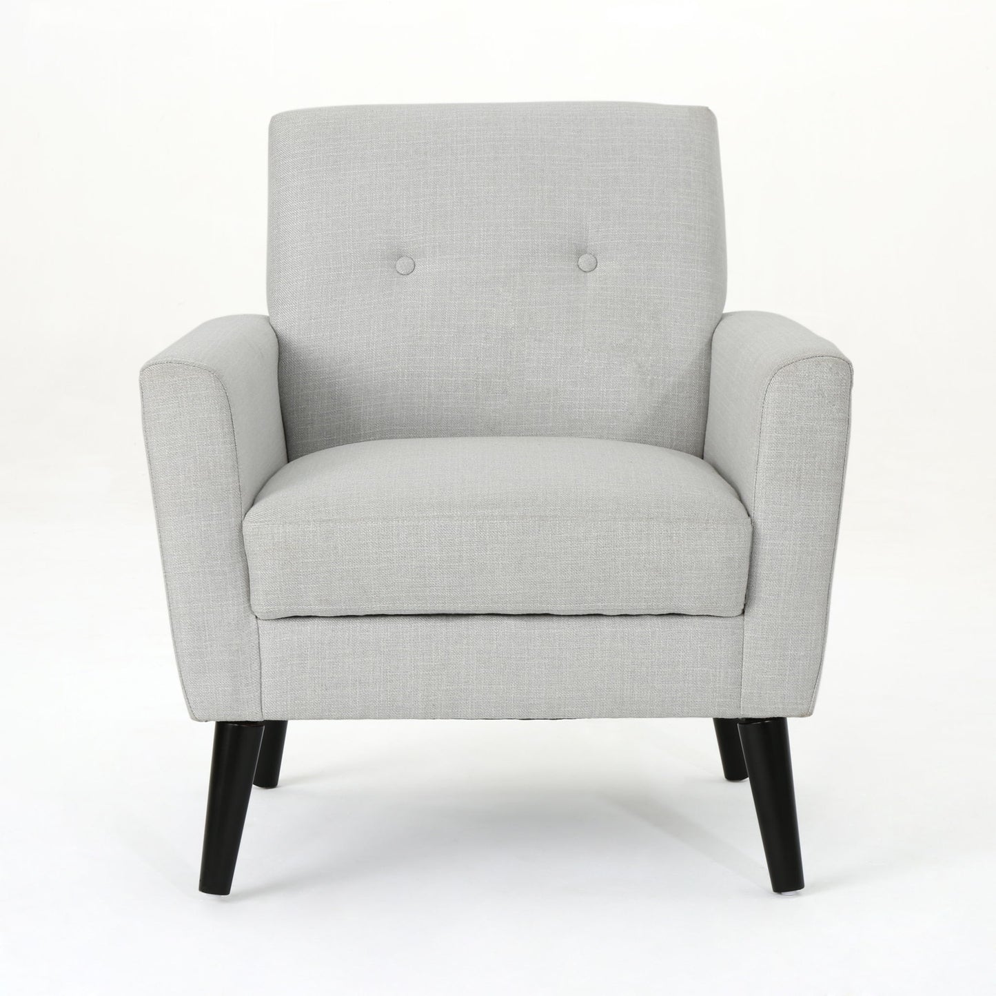 Radiantize - Upholstered Fabric Club Chair With Square-Off Back And Button Tufted - Light Gray