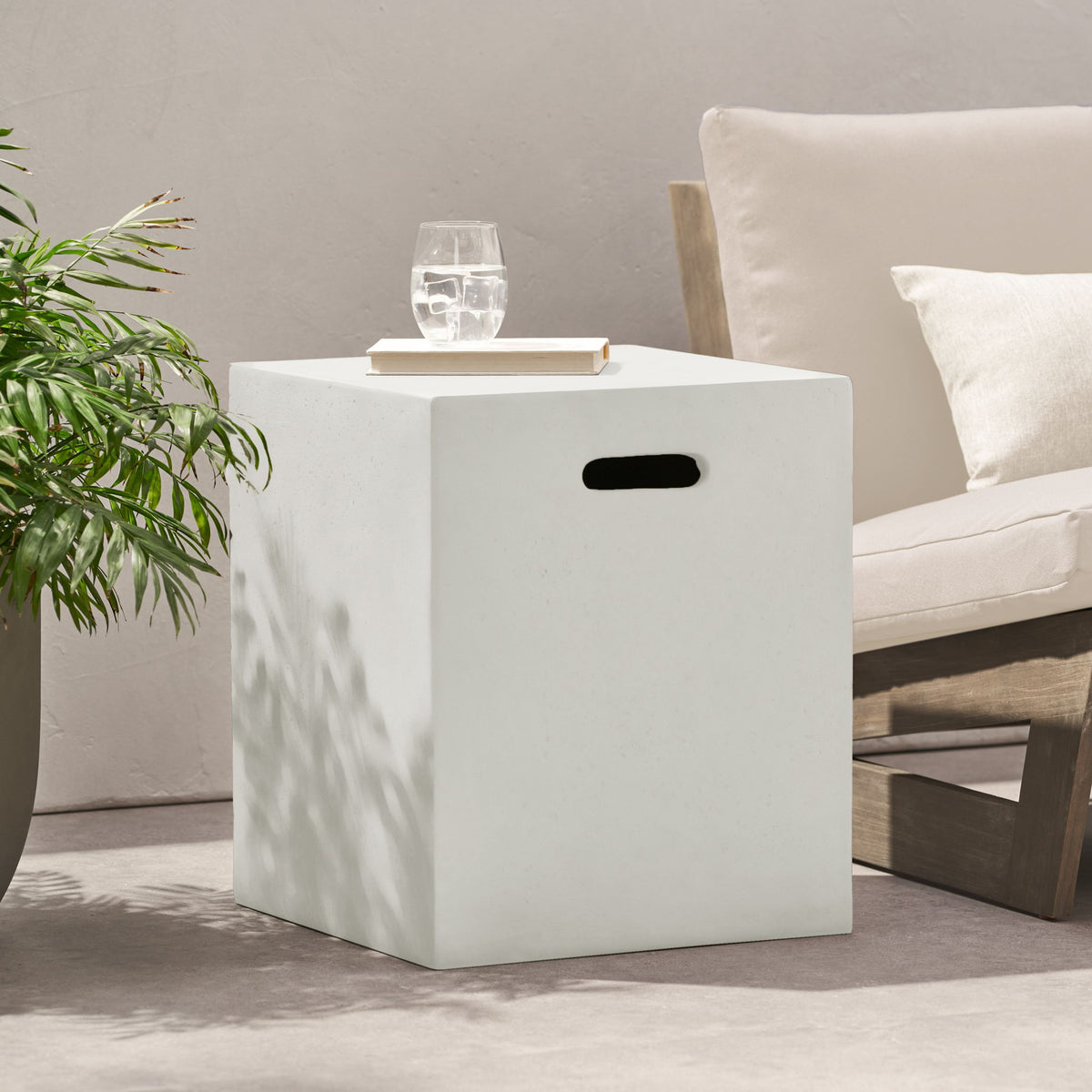 Modern Style Tank Holder / Side Table weight Concrete - White