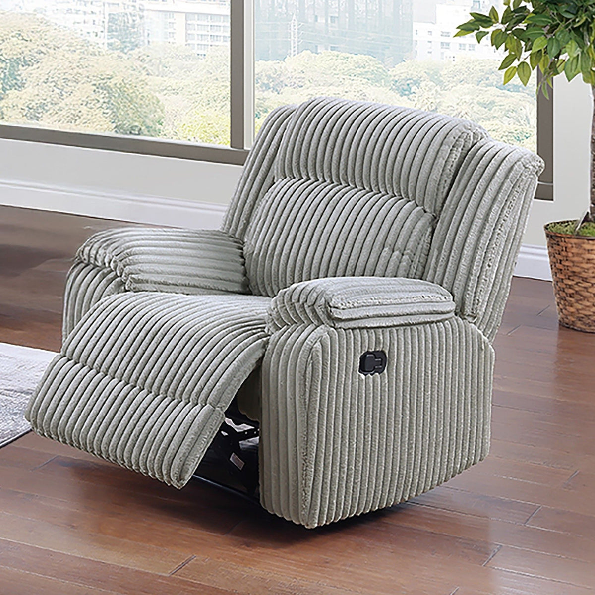 Motion Recliner Chair With Plush Textured Seat - Gray Ash