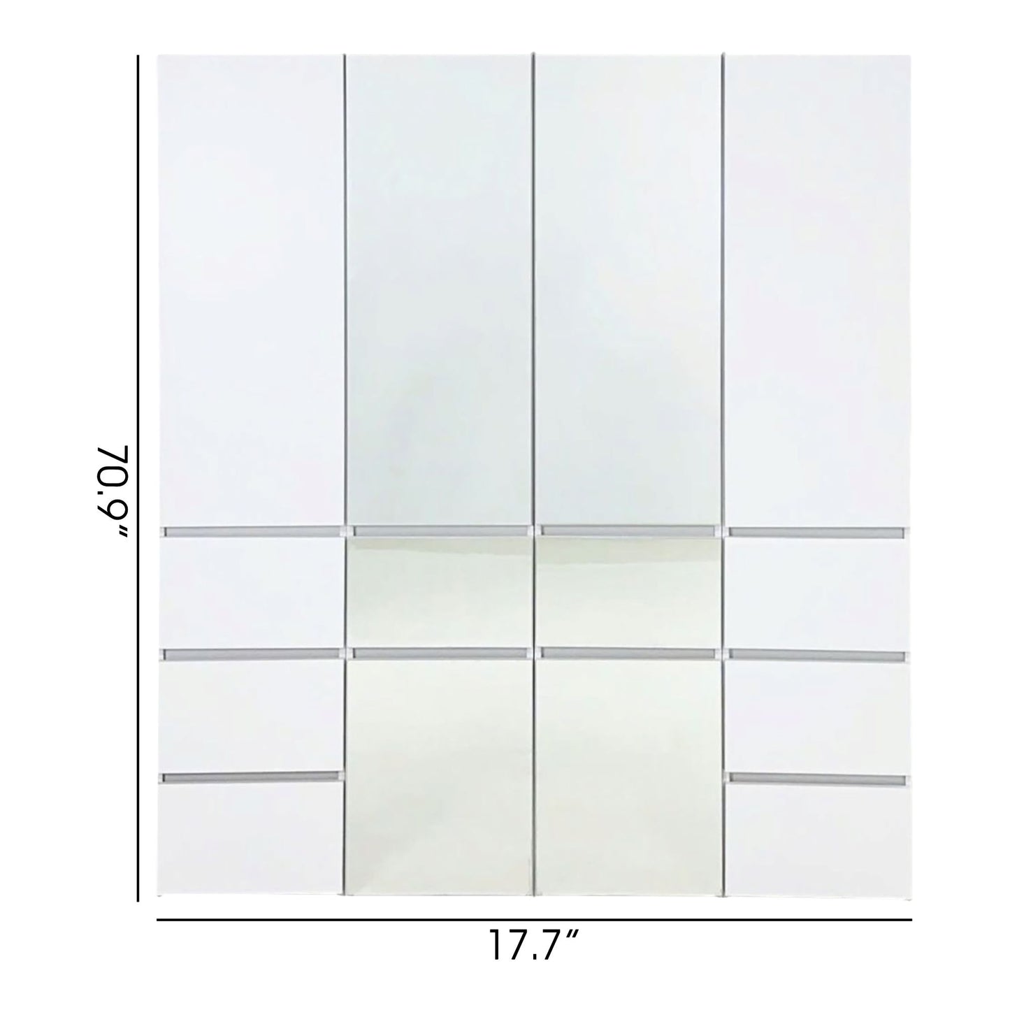 Elise - Modular Wood Closet System With Mirror In Durable Melamine And Wood Customizable Storage - White