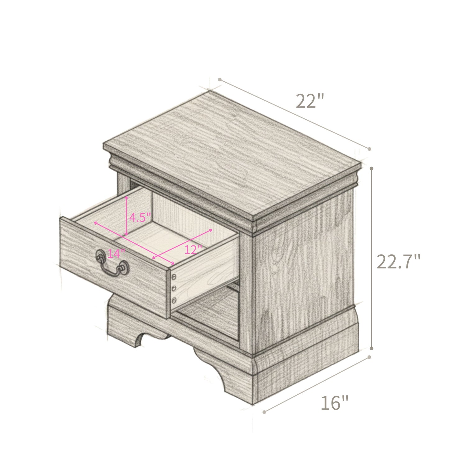 Nightstand With 2 Drawers