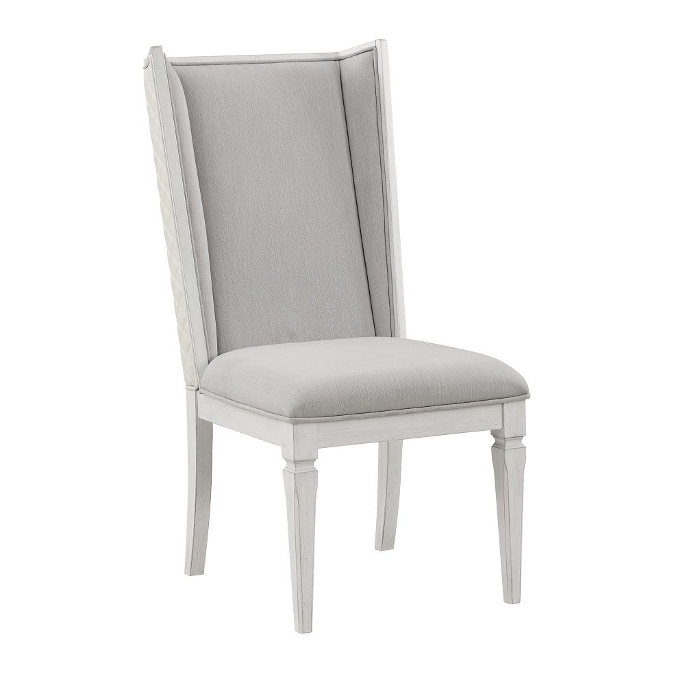 Katia - Hostess Chair (Set of 2) - Light Gray Linen & Weathered White