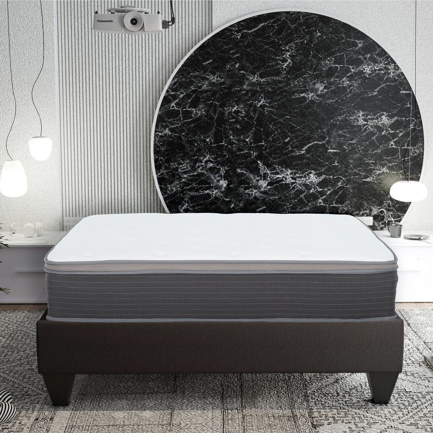12'' Hybrid Mattress In A Box, Plush Gel Memory Foam Mattress Top With Pocket Coil Base - Gray / White - Queen
