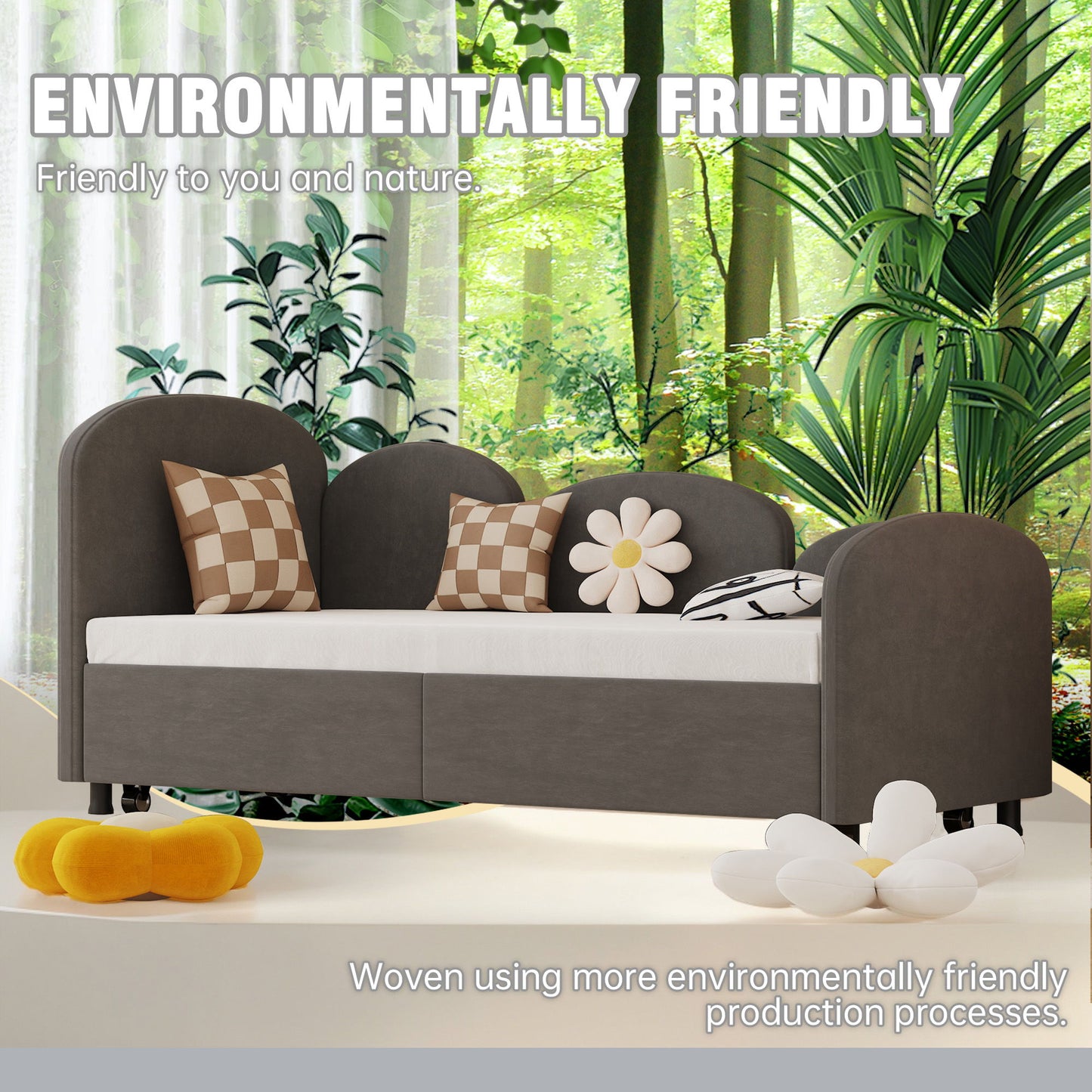 Modern Upholstered Daybed With Additional Bed Frame