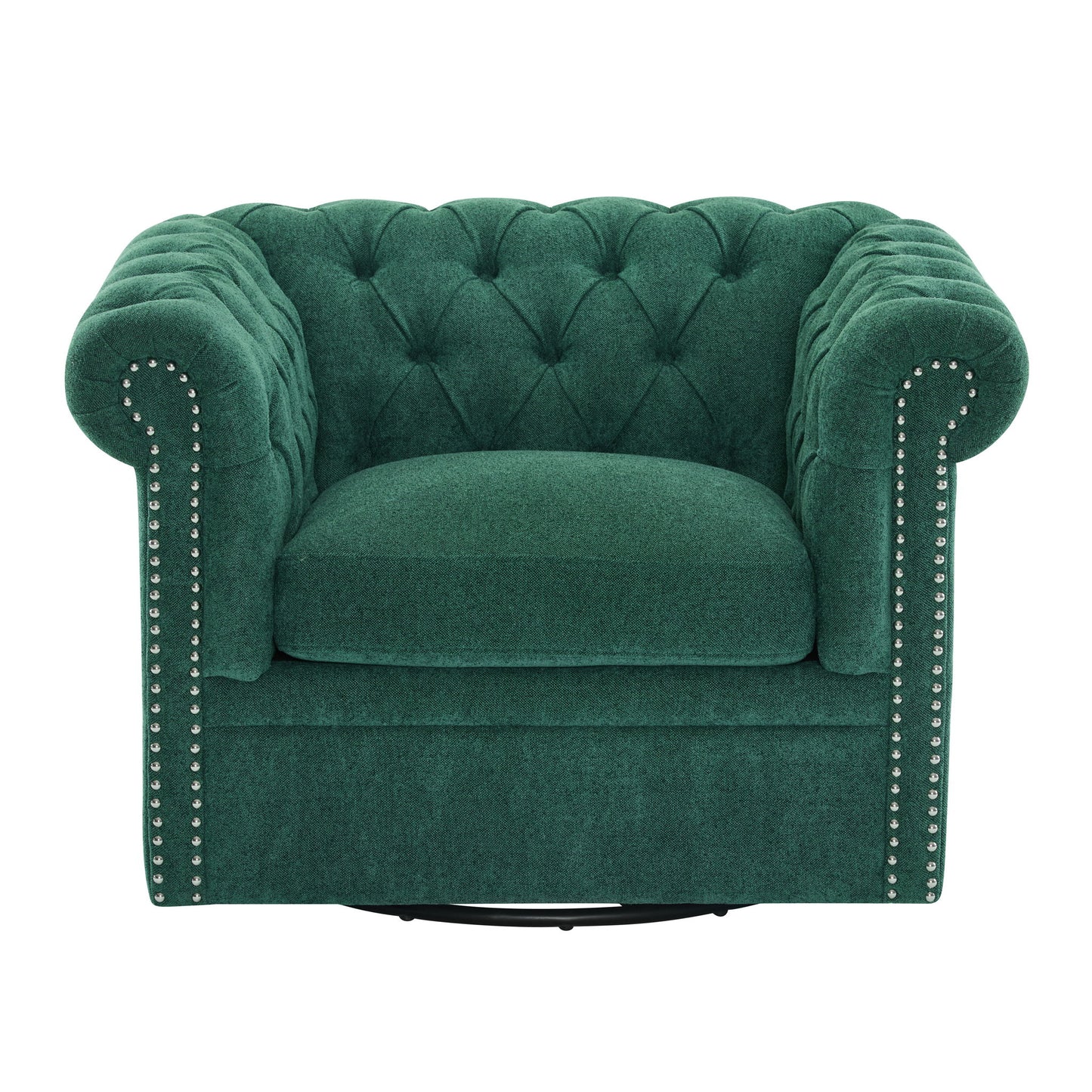 Chesterfield Swivel Club Chair With 360 Degree Rotation - Dark Green