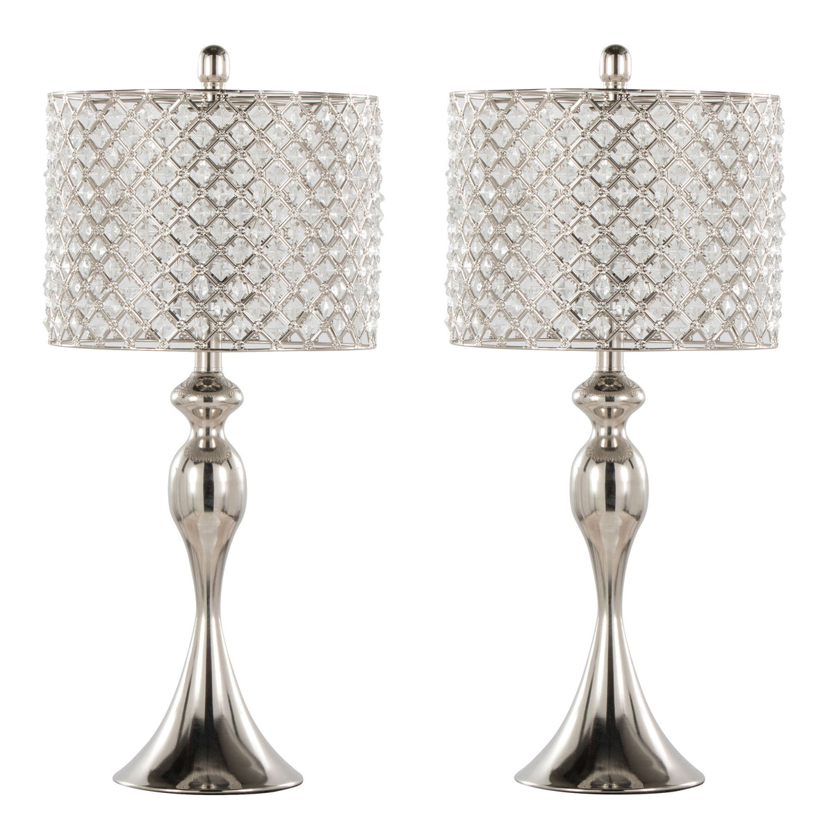 Ashland - Contemporary Table Lamp Square Clear Crystal (Set of 2) - Nickel