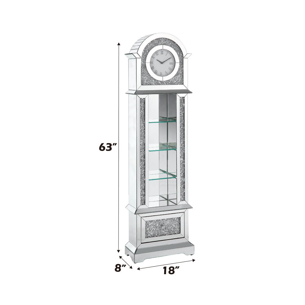 Noralie - Grandfather Clock With LED - Mirrored & Faux Diamonds