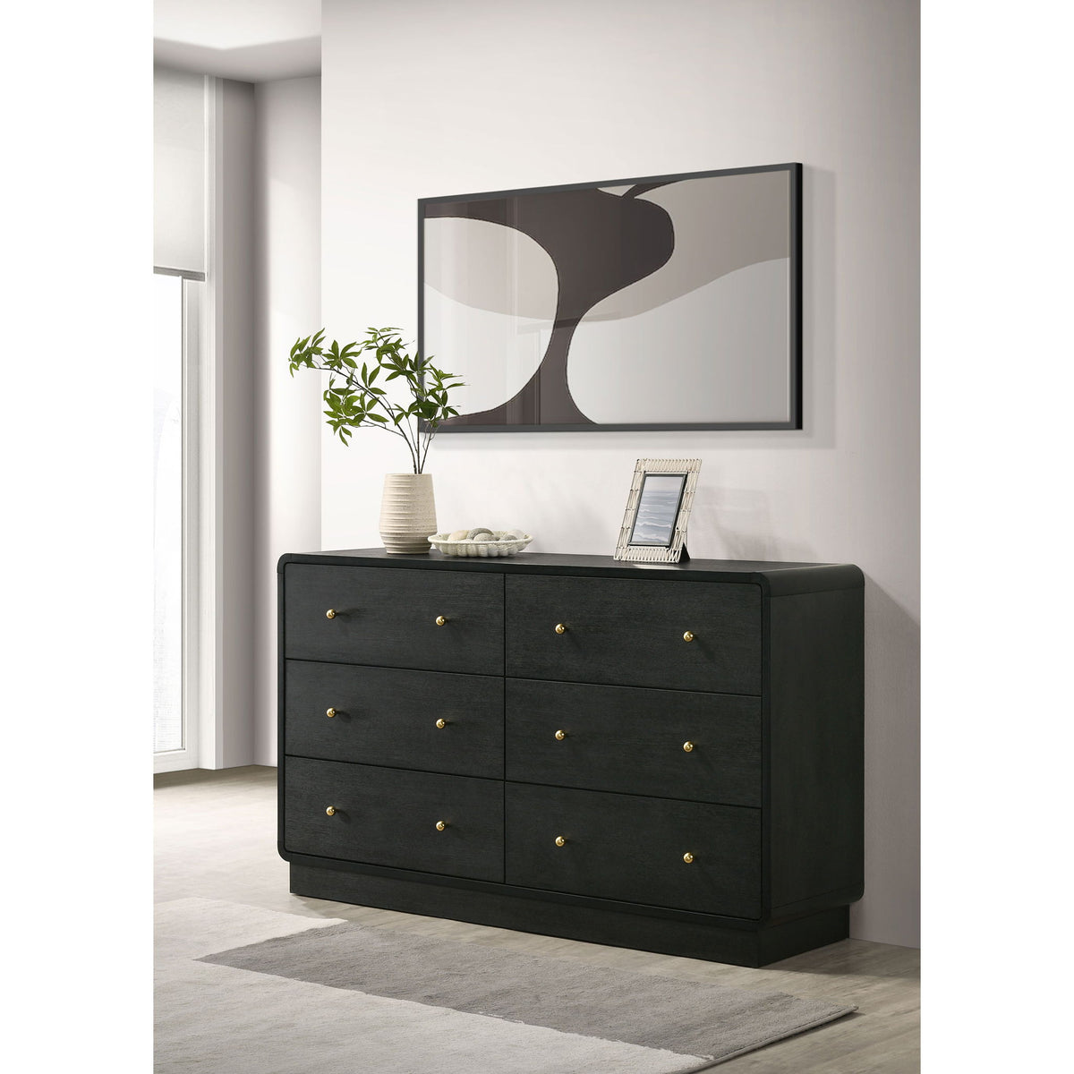 Burton - 6 Drawer Dresser Cabinet - Black