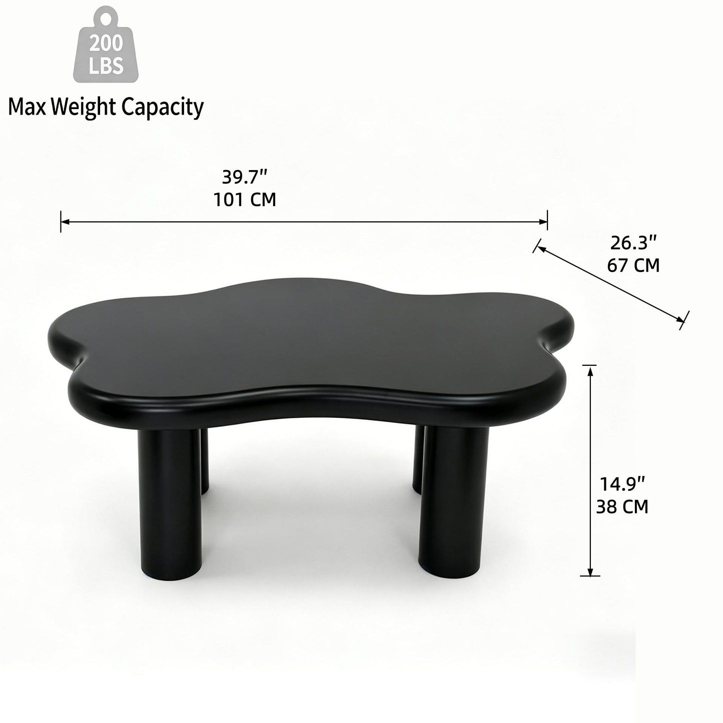 Cloud Shaped Coffee Table With 4 Round Legs