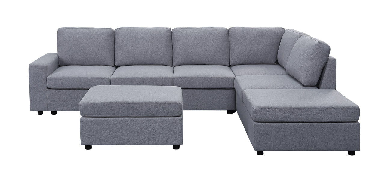 Cassia - 7 Seat Reversible Modular Sectional Sofa With Ottoman