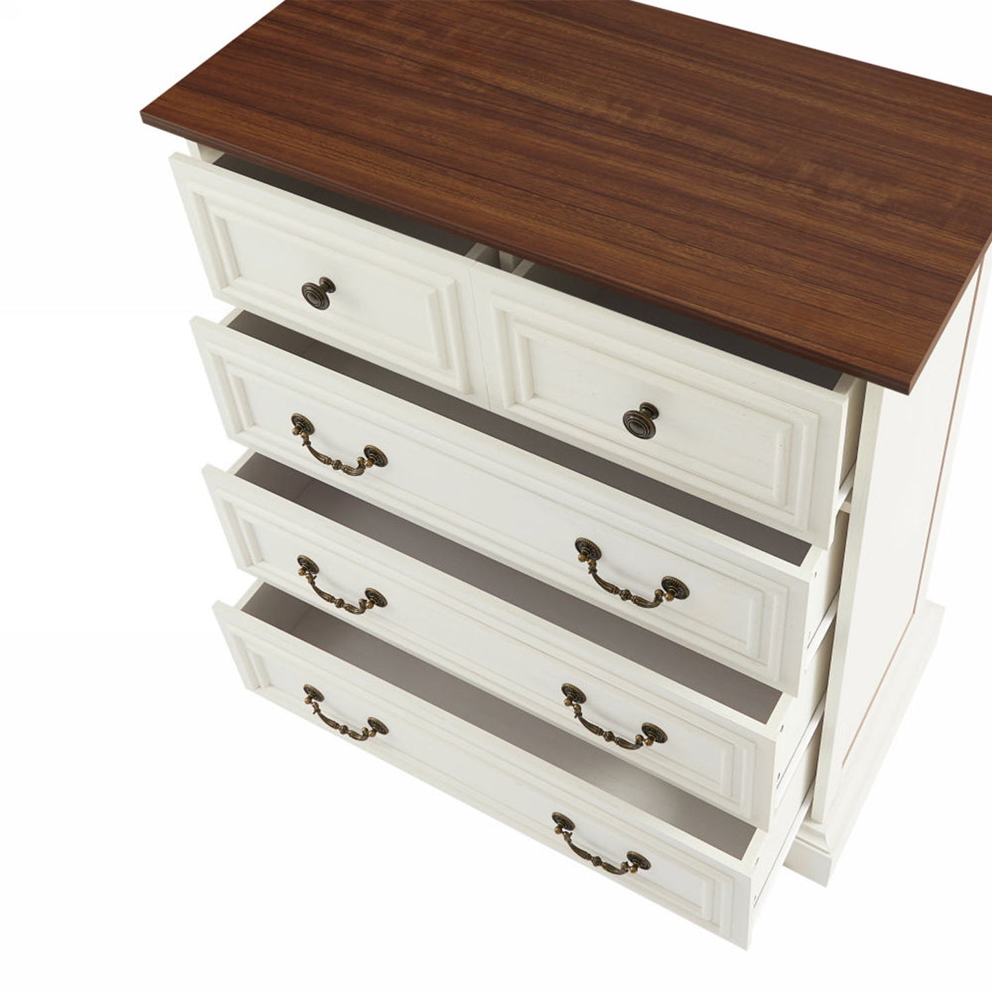 Modern 5 Drawer Dresser For Bedroom, Ample Storage Wide Chest Of Drawers