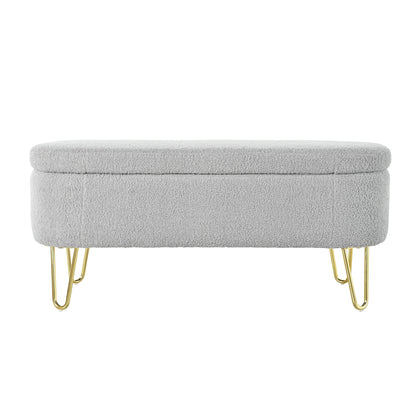 Upholstered Oval Storage Bench For Living Room