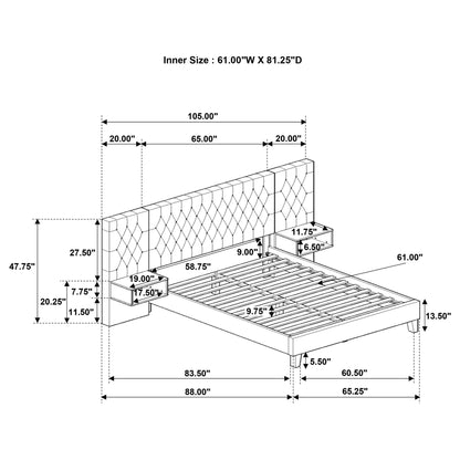 Kiah - Platform Bed With Floating Nightstands