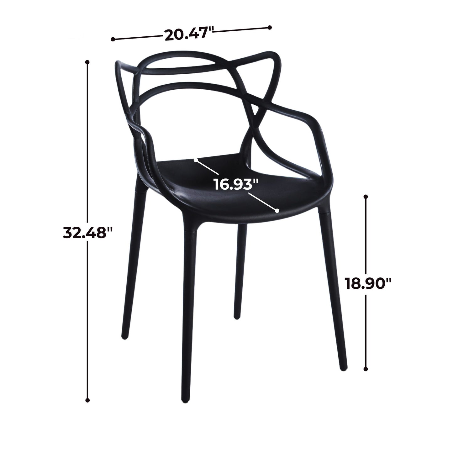 Dining Chair (Set of 4) - Black - Plastic