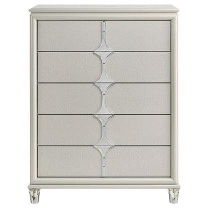 Olivia - 5-Drawer Bedroom Chest Of Drawers - Pearl White