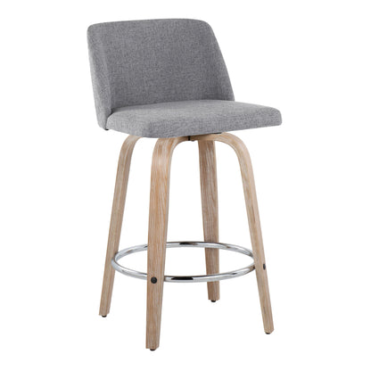 Toriano - Modern Design Fixed Height Counter Stool With Swivel With Round Footrest (Set of 2)