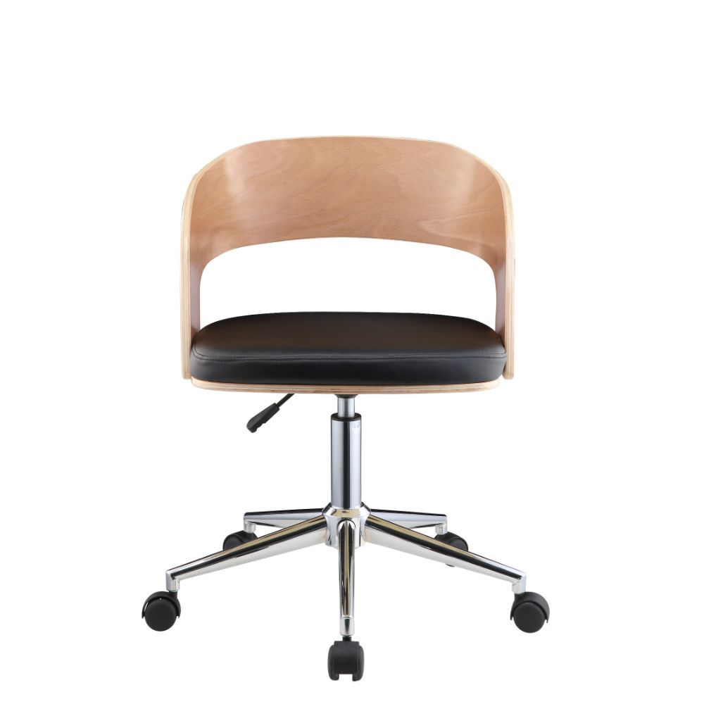 Yoshiko - Office Chair - Black PU & Beech