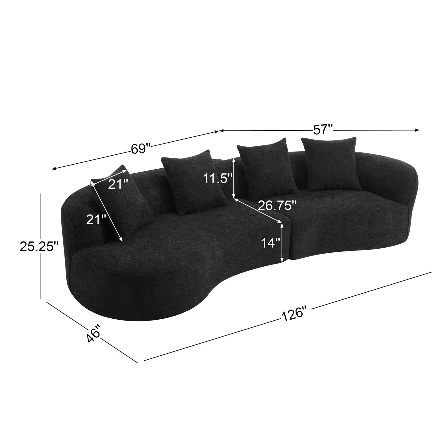 Elegant Curved Sectional Sofa With Full Foam Comfort