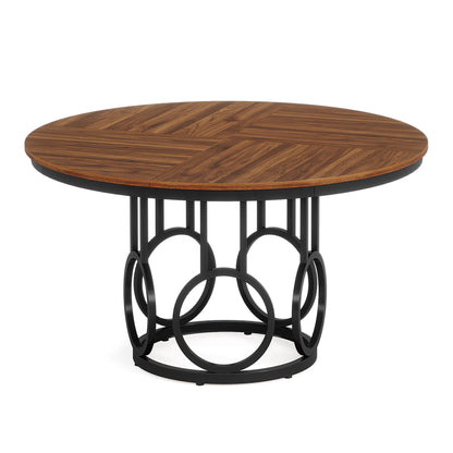 Round Dining Table For Kitchen & Dining Room - Brown / Black