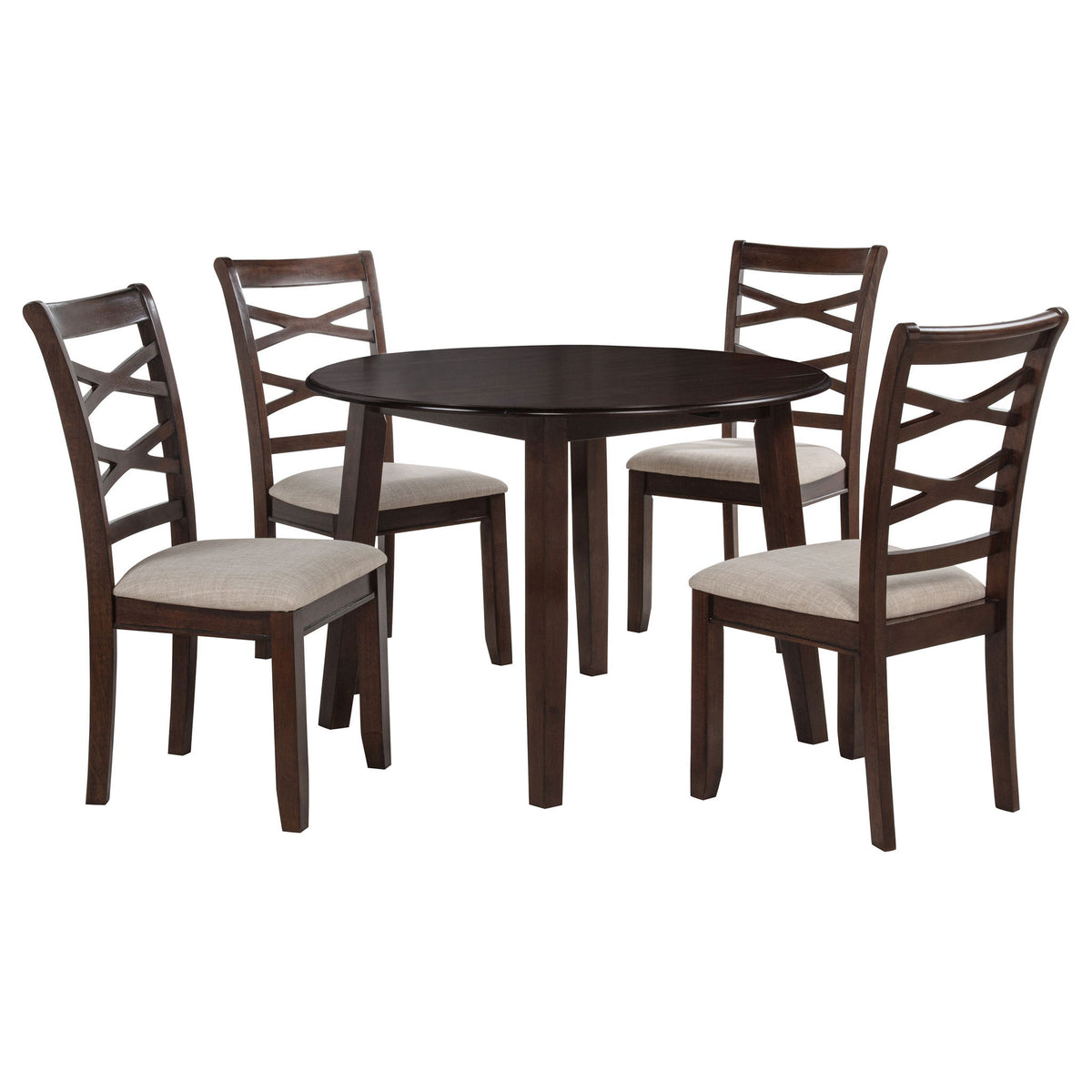 Verety - 5 Piece Round Dining Set With Chairs - Dark Brown