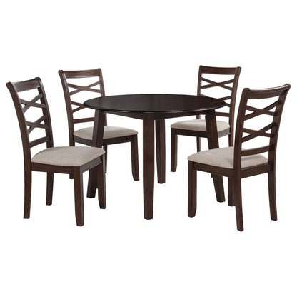 Verety - 5 Piece Round Dining Set With Chairs - Dark Brown