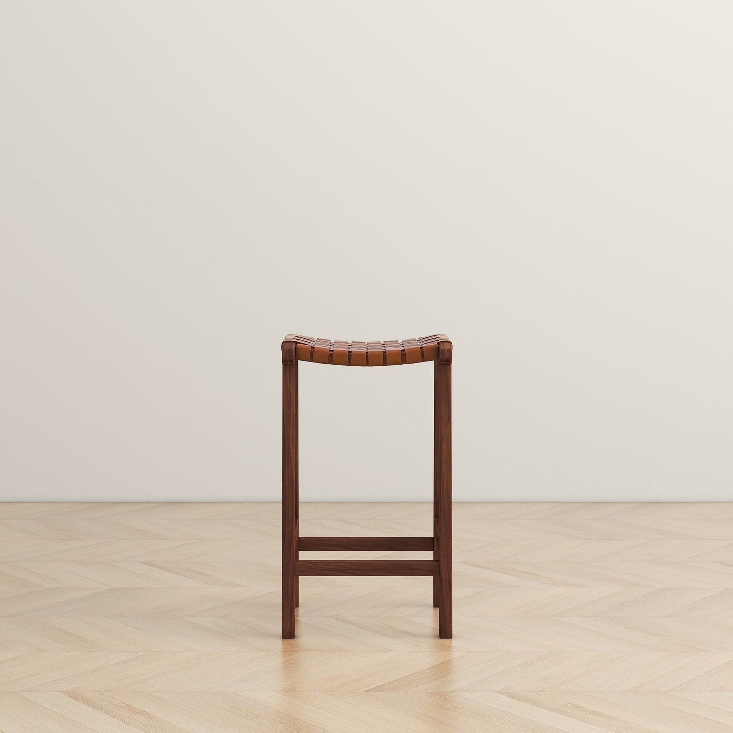 James - Mid-Century Modern Genuine Leather Counter Stool