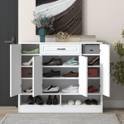 Sleek And Modern Shoe Cabinet With Adjustable Shelves, Space Saving Design