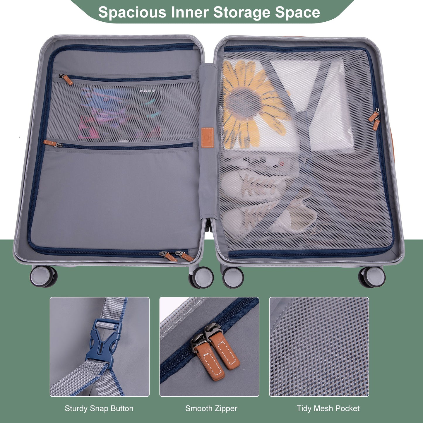 24" Luggage Lightweight Suitcase Tsa Lock USB Port Luggage Wheel