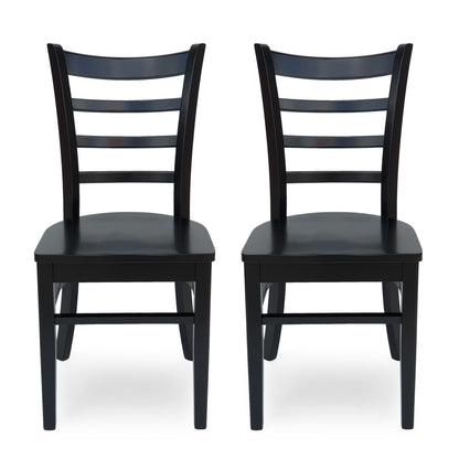 Farmhouse Style Dining Chair Set With Traditional Ladder Back Design