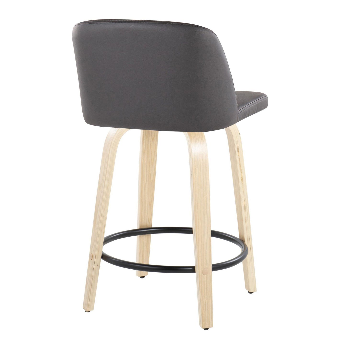 Toriano - Contemporary, Fixed Height Counter Stool With Swivel And Round Footrest (Set of 2)