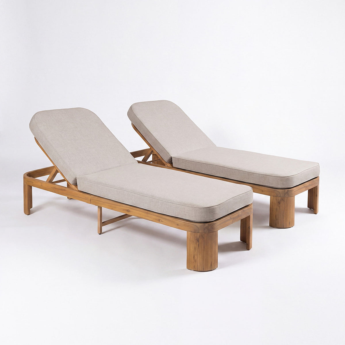 Outdoor Chaise Lounge With Cushion, 5 Position Adjustable Backrest